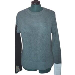 Lisa Todd Women’s Size S Blue Black Cotton Cable Knit Preppy Crew Neck S…